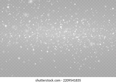 Realistic falling snow.Christmas background.Isolated on transparent background.
