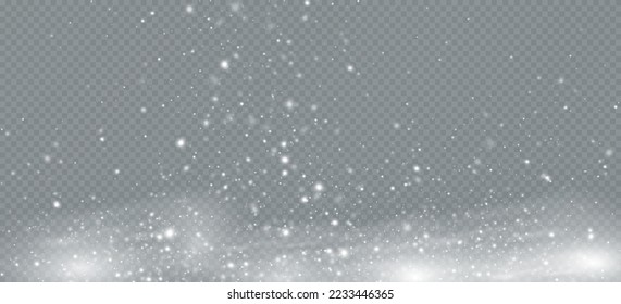 Realistic falling snow.Christmas background.Isolated on transparent background.