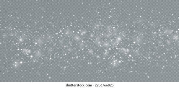 Realistic falling snow.Christmas background.Isolated on transparent background.