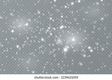 Realistic falling snow.Christmas background.Isolated on transparent background.