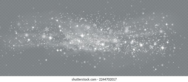 Cae nieve realista. Fondo de Navidad. Aislado sobre fondo transparente.