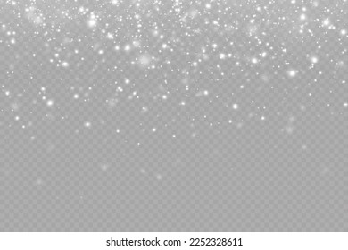 Realistic falling snow.Christmas background.Isolated on transparent background.