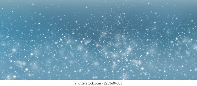 Realistic falling snow.Christmas background.Isolated on transparent background.