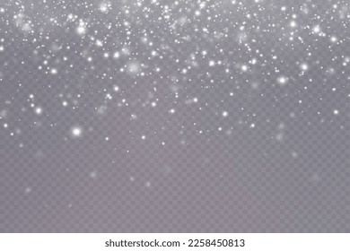 Realistic falling snow.Christmas background.Isolated on transparent background.