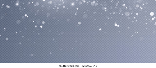 Realistic falling snow.Christmas background.Isolated on transparent background.