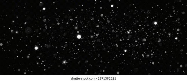 Realistic falling snow.Christmas background.Isolated on transparent background.	