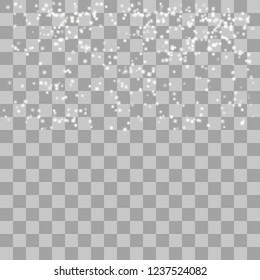 Realistic falling snowflakes. Isolated on transparent background. Vector illustration, eps 10.