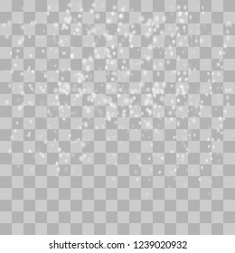 Realistic falling snowflakes. Isolated on transparent background. Vector illustration, eps 10.