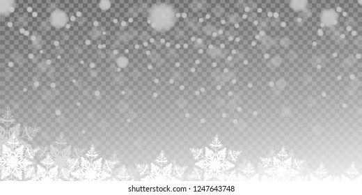 Realistic falling snowflakes isolated on transparent background. Shiny snowflakes.christmas background.