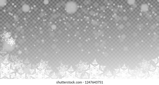 Realistic falling snowflakes isolated on transparent background. Shiny snowflakes.christmas background.