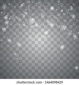 Realistic falling snowflakes. Isolated on transparent background. Illustration for Happy New Year Design. Isolated Snowflakes Backgroud