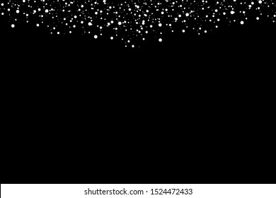 Realistic falling snowflakes. Isolated on black background. Vector illustration