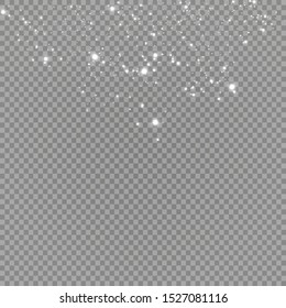 Realistic falling snowflakes. Isolated on transparent background. Vector illustration