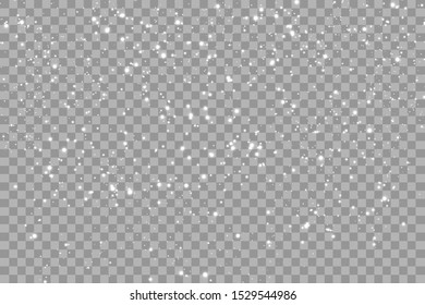 Realistic falling snowflakes. Isolated on transparent background. Vector illustration