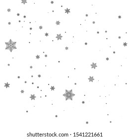 Realistic falling snowflakes. Isolated on white background. Vector illustration
