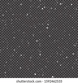 Realistic falling snowflakes. Isolated on transparent background. Vector illustration, eps 10