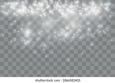 Copos de nieve en caída realista. Aislado sobre un fondo transparente. Ilustración vectorial, eps 10.