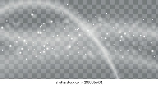 Realistic falling snowflakes isolated on transparent background. Falling Christmas snow. Cold winter wind texture
