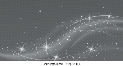 Realistic falling snowflakes isolated on transparent background. Falling Christmas snow. Cold winter wind texture