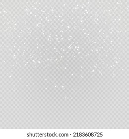Realistic falling snowflakes. Isolated on transparent background. Vector illustration