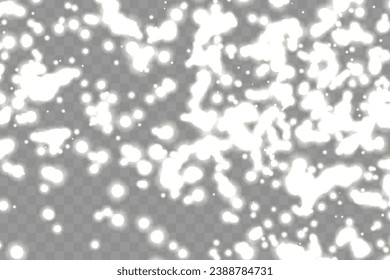 Realistic falling snowflakes. Isolated on transparent background. Vector illustration, eps 10.