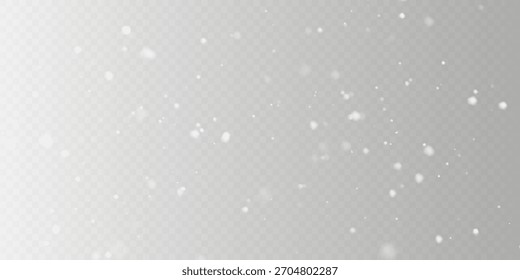 Realistisch fallende Schneeflocken einzeln auf transparentem Hintergrund.