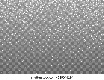 Realistic falling snowflakes. Isolated on transparent background. Vector illustration, eps 10.
