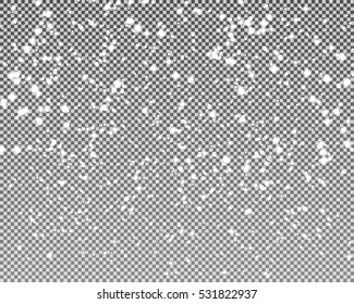 Realistic falling snowflakes. Isolated on transparent background. Vector illustration.