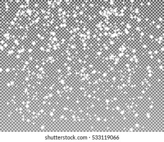 Realistic falling snowflakes. Isolated on transparent background. Vector illustration.