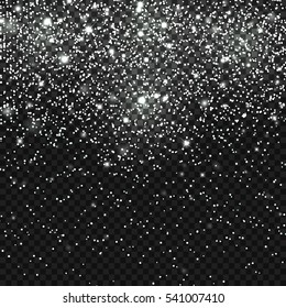 Realistic falling snowflakes. Isolated on transparent background. Vector illustration, eps 10