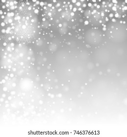 Realistic falling snowflakes. Isolated on gray background. Vector illustration, eps 10.
Snowflakes, snowfall.
