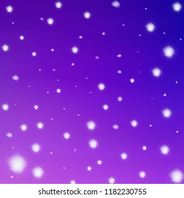 Realistic falling snowflakes on beautiful violet background. Christmas winter vector illustration.