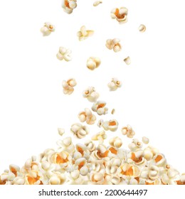 Realistic falling sweet and salted popcorn on white background vector illustration