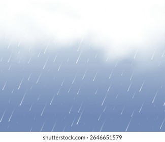 realistic falling water rain drop background with smoke effect vector