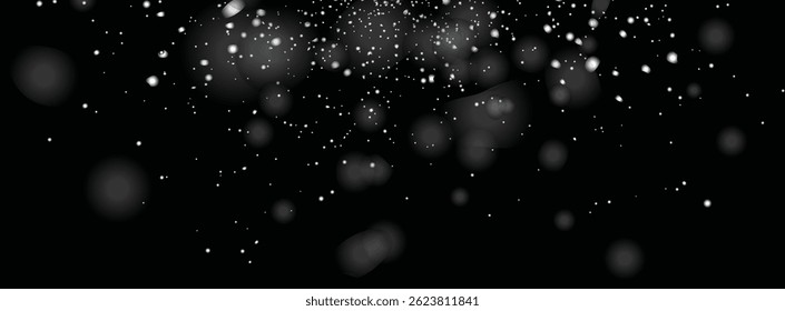 Realistic falling white snowflakes isolated background design