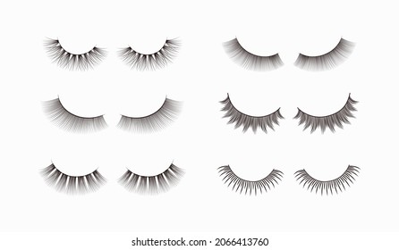 Realistic false eye lashes set. Vector illustration