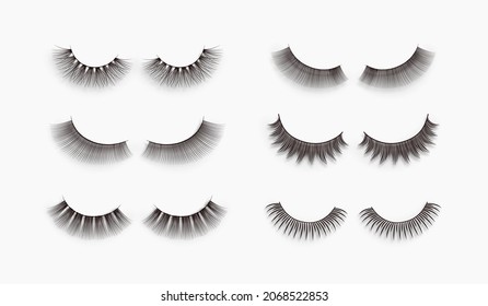 Realistic false eye lashes set. Vector illustration