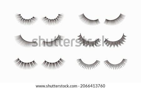 Realistic false eye lashes set. Vector illustration