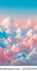 Realistic fantasy illustration pink cloud on soft background, pastel colors. Captures a fairy paradise sunset landscape. Beautiful and versatile design element. Vector Illustration