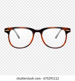 Realistic fashion glasses with transparent background. Vector illustration.