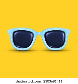 Realistic fashionable 3d sunglasses. Glossy inflate style icon. Eyewear accessory banner design. Vector illustration. 