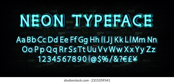 Realistic fashionable neon font. Great for red neon sign, banner and your graphic design. Vector illustration.