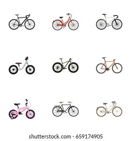 Realistic Fashionable, Road Velocity, Retro And Other Vector Elements. Set Of  Realistic Symbols Also Includes Bmx, Childlike, Equilibrium Objects.
