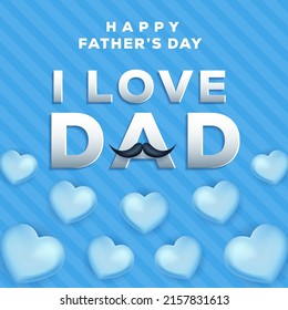 realistic fathers day design illustration on blue background