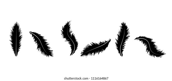 Realistic feather isolated on white background. Realistic feather collection for web site, wallpaper, poster, placard, cover and print materials. Creative art concept, vector illustration, eps 10