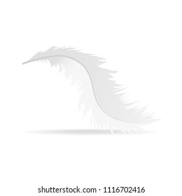 Realistic feather isolated on white background. Realistic feather for web site, wallpaper, poster, placard, cover and print materials. Creative art concept, vector illustration, eps 10