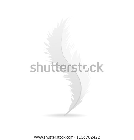 Realistic feather isolated on white background. Realistic feather for web site, wallpaper, poster, placard, cover and print materials. Creative art concept, vector illustration, eps 10