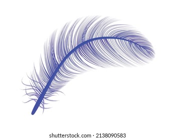 Realistic feather white background composition with isolated image of bird feather vector illustration