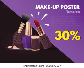 Realistic Female Cosmetic Set Of PNG Vector In A Professional And Modern Template Background For Marketing A Promotional Purpose. Can Be Used In Posters, Banners, Posts On Social Media. 