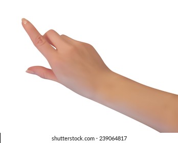 Realistic female hand isolated, 3d, vector. Touch sensor. 